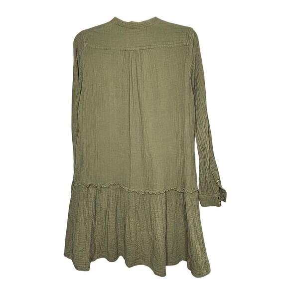 Maeve By Anthropologie Katie Green Cotton Gauze Button Down Shirt Dress Size 0 - Picture 3 of 12